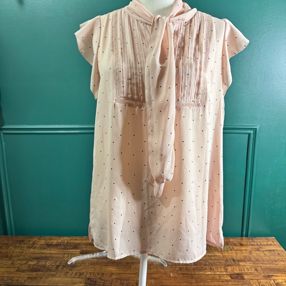 Elegant Pink Blouse with Tie Neck